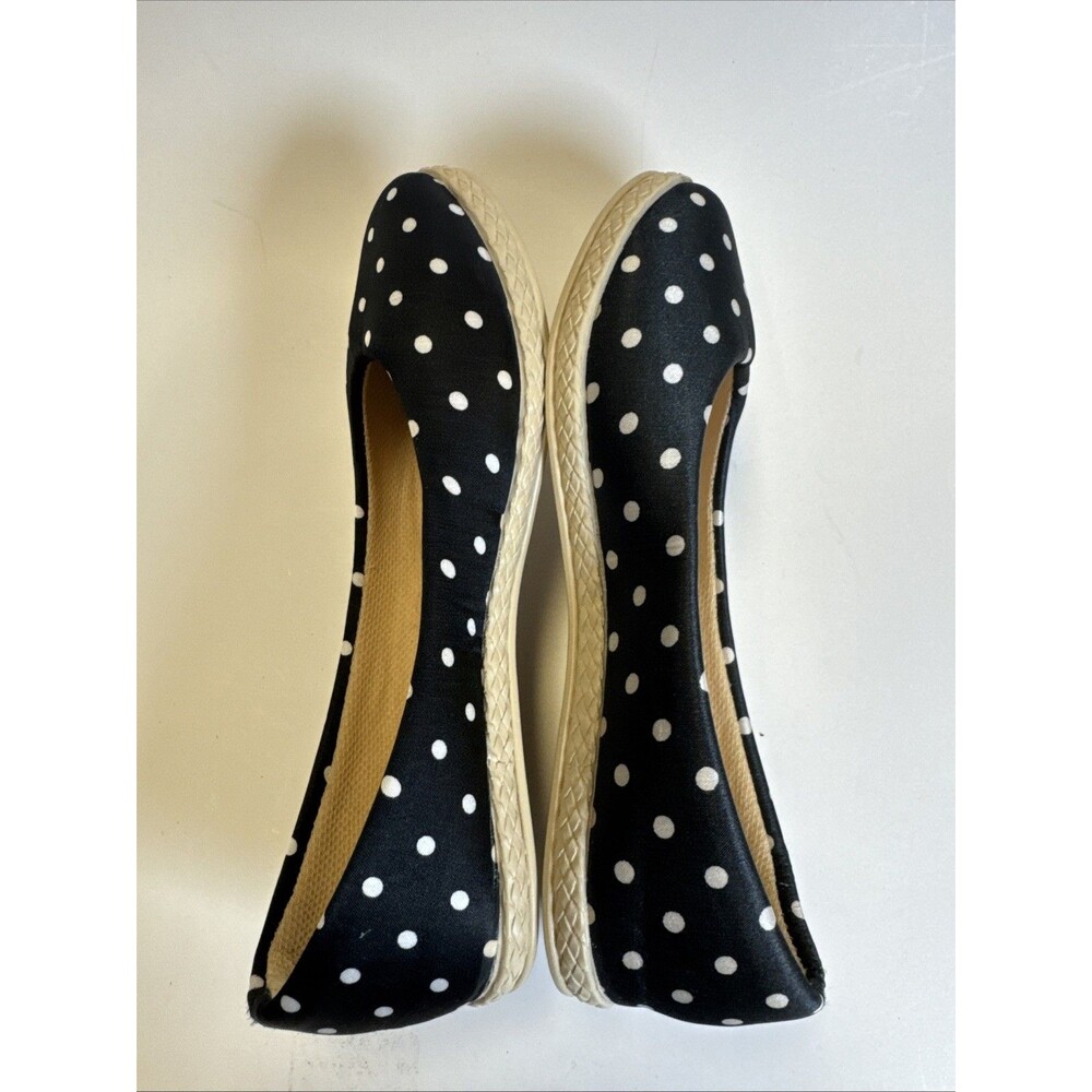 Ficare Nottingham Black White Polka Dot Scallop Espadrilles Sz 4.5 - Picture 4 of 5